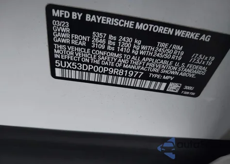 2023 BMW X3 xDrive30I from USA, damaged, VIN 5UX53DP00P9R81977
